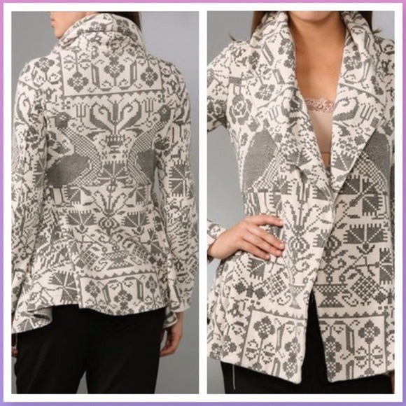 FREE PEOPLE Cream Peacock Crossstitch Needlepoint Jacket​ - Picture 2 of 14